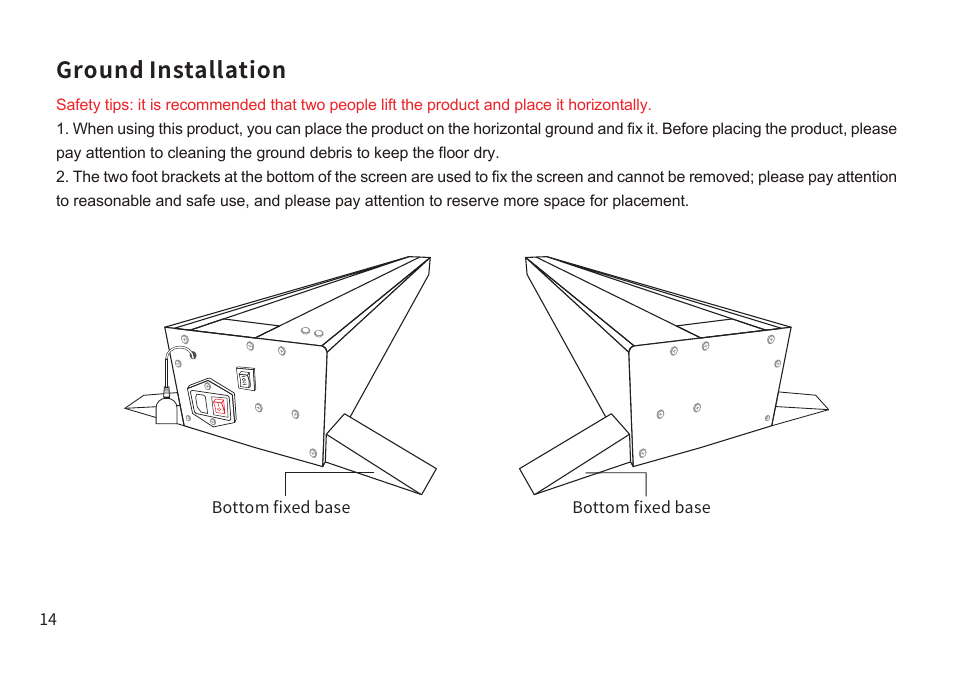 Ground installation | Samsung VG-PRSP120S/ZA The Premiere 120" Rollable Screen (2022) User Manual | Page 15 / 28