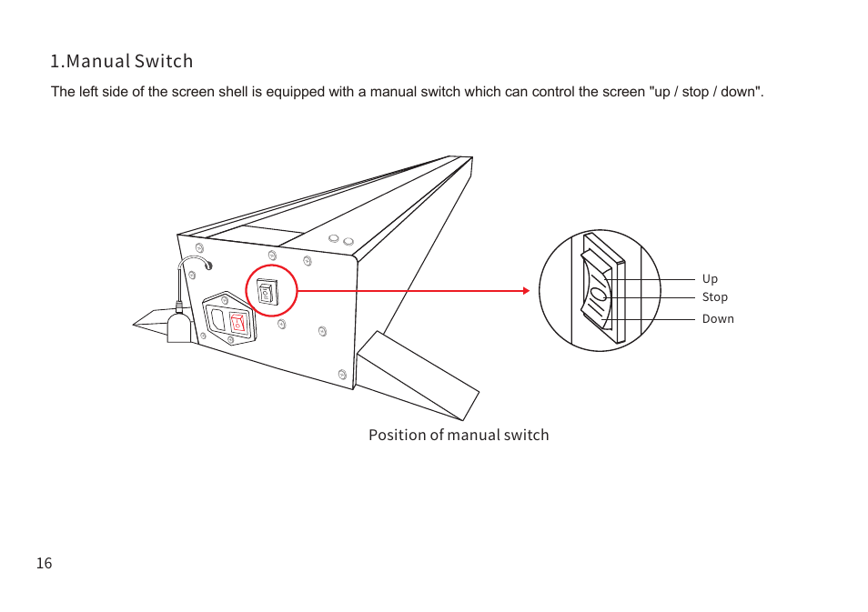 Manual switch | Samsung VG-PRSP120S/ZA The Premiere 120" Rollable Screen (2022) User Manual | Page 17 / 28