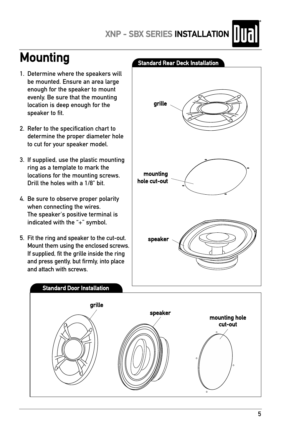 Mounting, Lighting hook-up recommendations | Dual XNP553 User Manual | Page 5 / 8