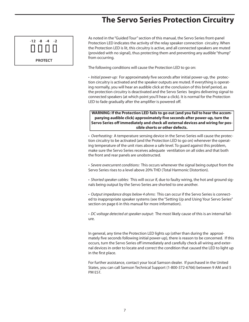 The servo series protection circuitry | Samson SERVO 300 - Power Amplifier User Manual | Page 9 / 16