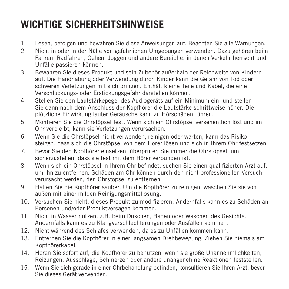 Wichtige sicherheitshinweise | Samson Zi100 Single-Driver Reference Earphones (Black) User Manual | Page 24 / 52