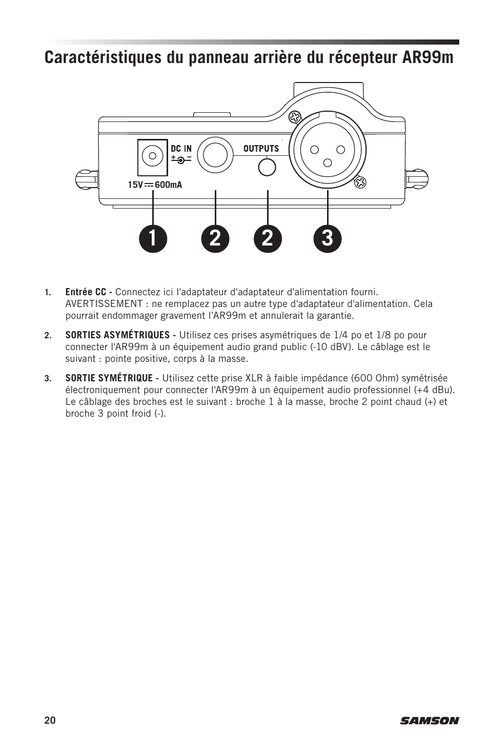 Samson AH9 Wireless Transmitter with Fitness Headset Microphone (D: 542 to 566 MHz) User Manual | Page 20 / 72