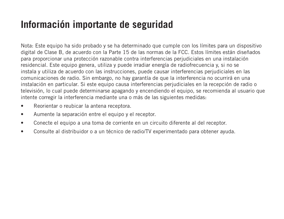 Información importante de seguridad | Samson Q2U USB Recording and Podcasting Pack (Slate) User Manual | Page 40 / 52