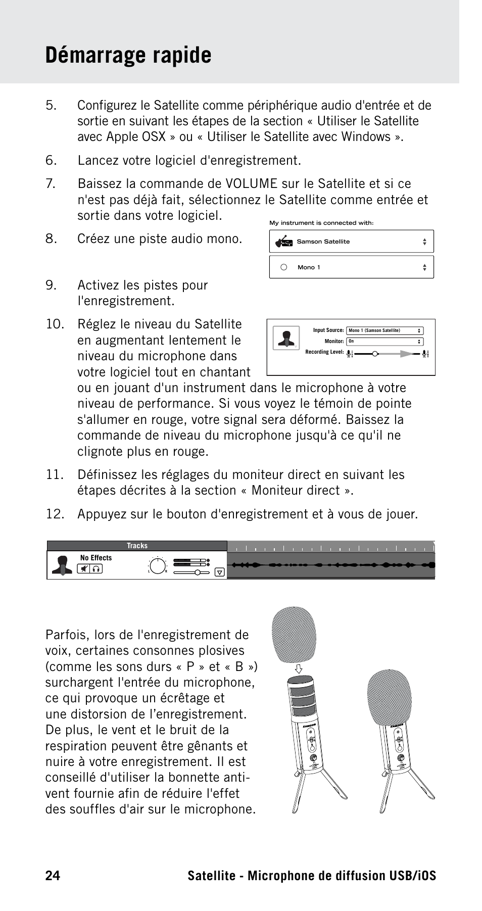 Démarrage rapide, Satellite - microphone de diffusion usb/ios 24 | Samson Satellite USB/iOS Broadcast Microphone User Manual | Page 24 / 88