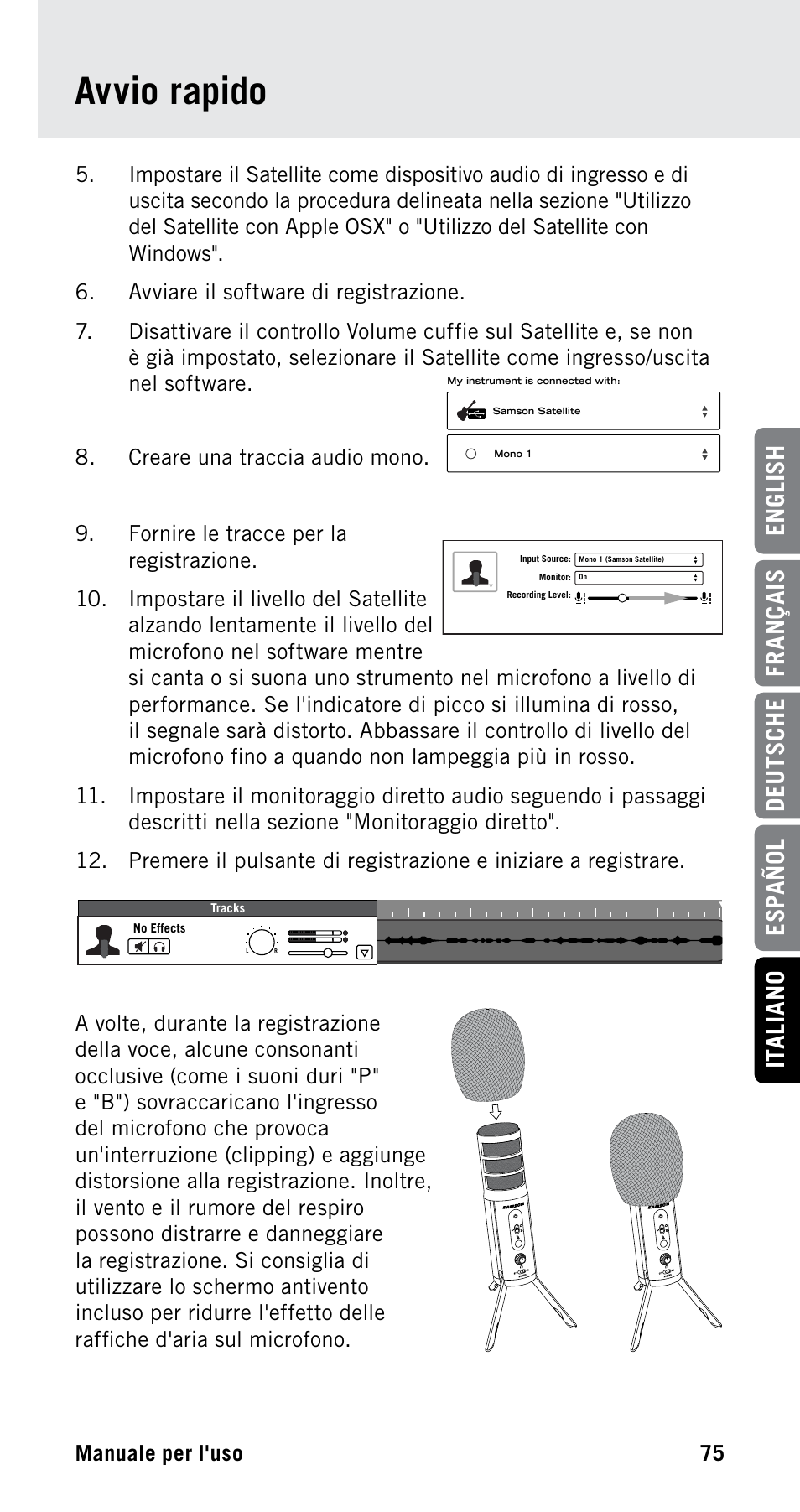 Avvio rapido | Samson Satellite USB/iOS Broadcast Microphone User Manual | Page 75 / 88