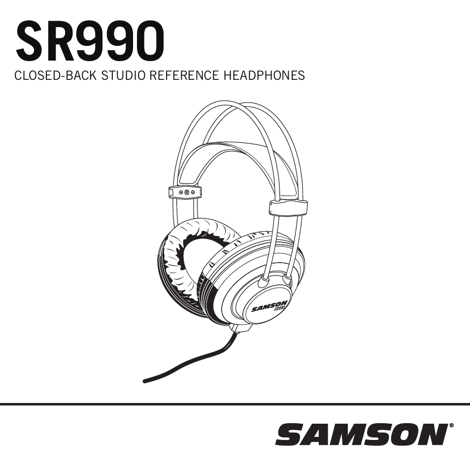 Samson SR990 Closed-Back Over-Ear Studio Reference Headphones User Manual | 4 pages