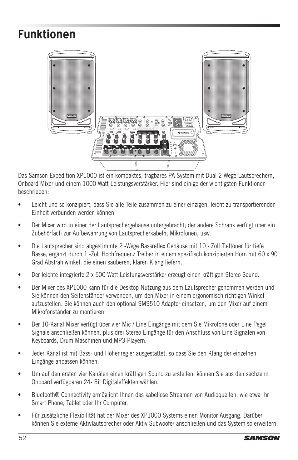 Funktionen | Samson Expedition XP1000 1,000W Portable PA System User Manual | Page 52 / 112