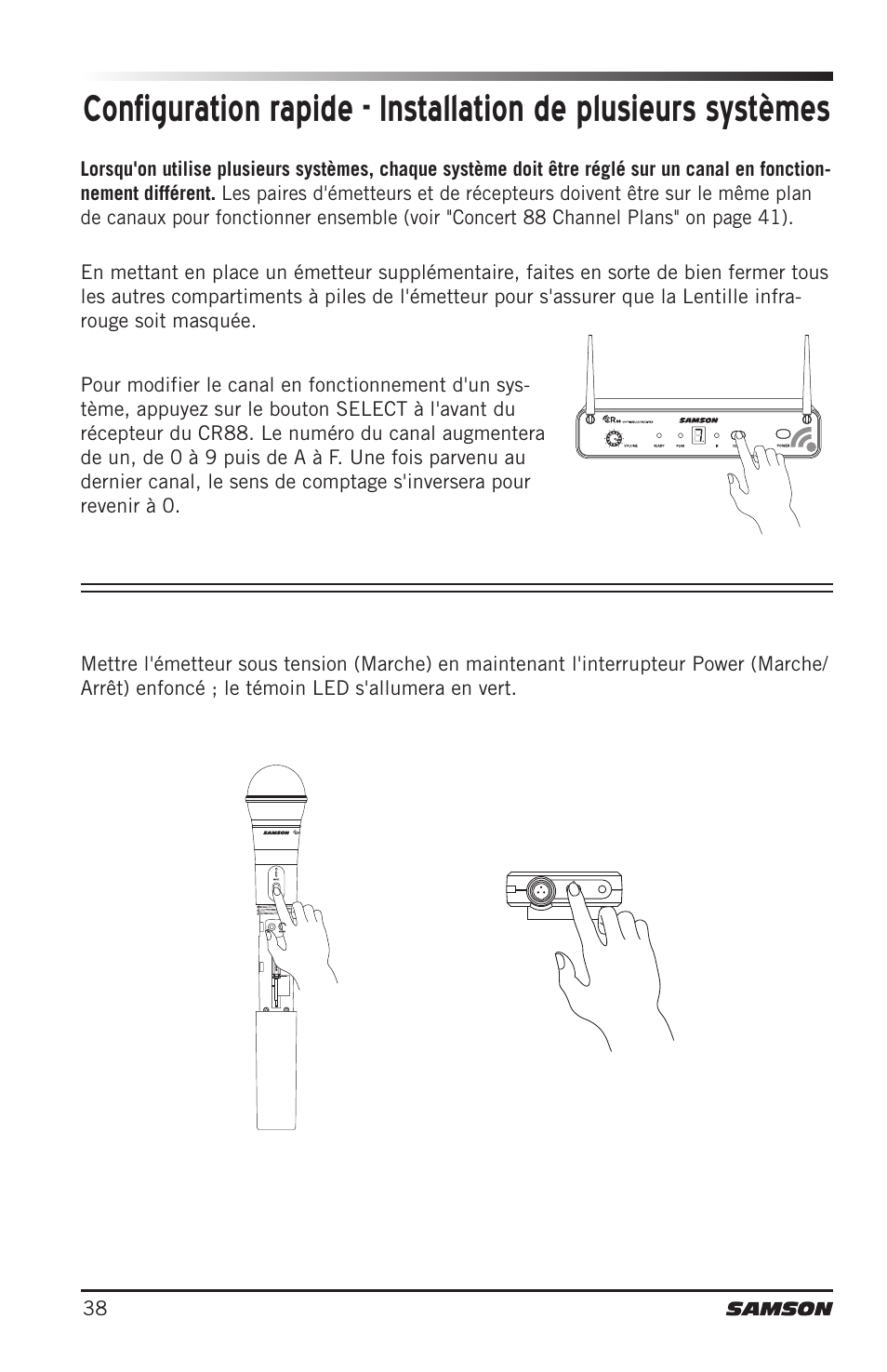 Samson Concert 88 Camera Combo UHF Camera Wireless System (D: 542 to 566 MHz) User Manual | Page 38 / 108