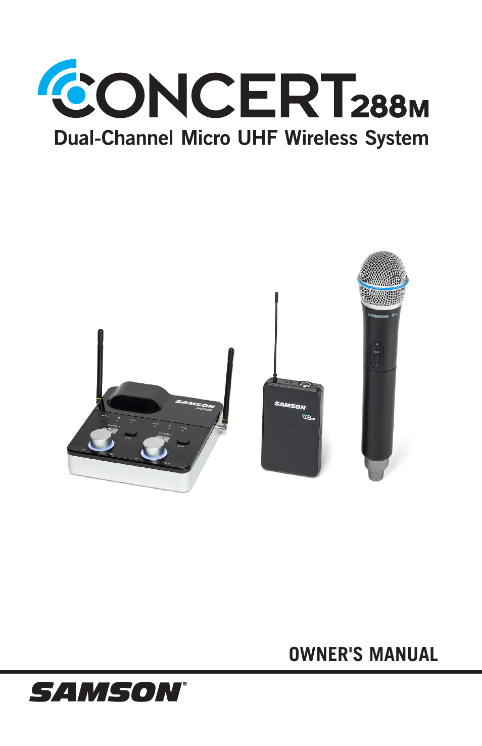 Samson Concert 288m Presentation Dual-Channel Wireless Lavalier & Headset Microphone System (D: 542 to 566 MHz) User Manual | 16 pages