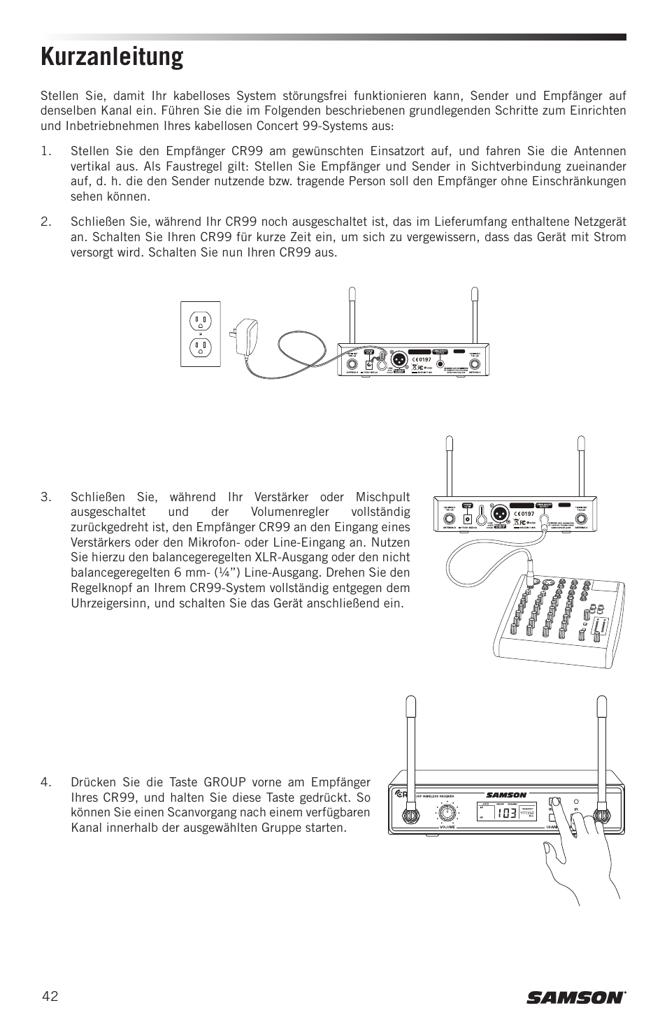 Kurzanleitung | Samson Concert 99 Presentation Frequency-Agile UHF Wireless System (K: 470-494 MHz) User Manual | Page 42 / 84