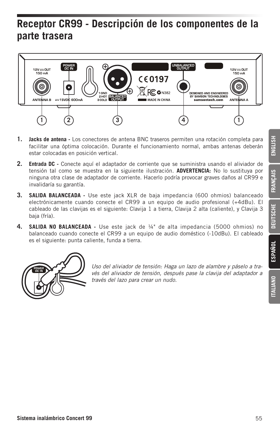 Samson Concert 99 Presentation Frequency-Agile UHF Wireless System (K: 470-494 MHz) User Manual | Page 55 / 84