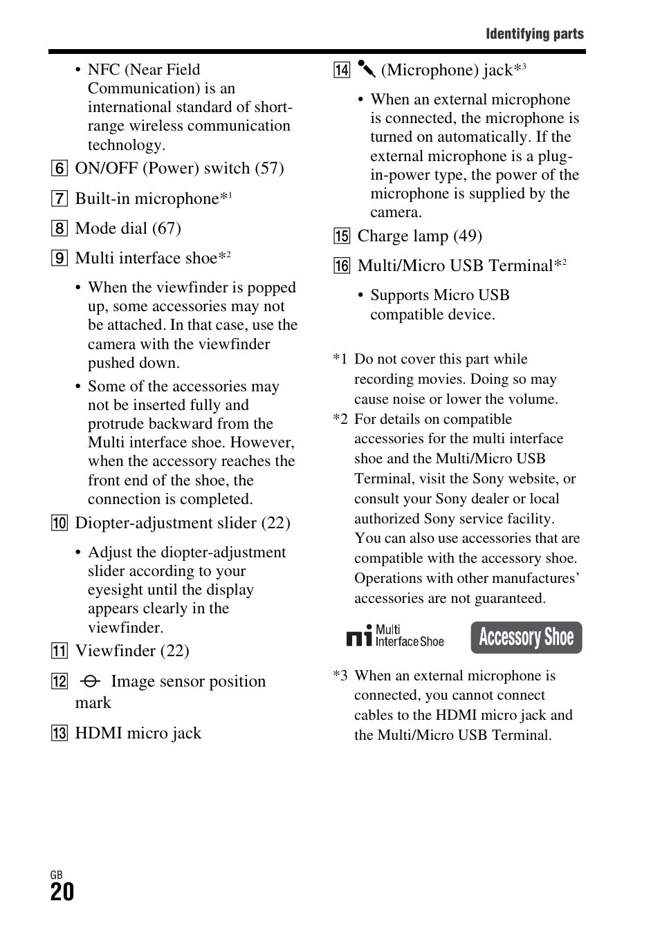 Sony Battery and Travel DC Charger Kit with NP-BX1 Battery User Manual | Page 20 / 92