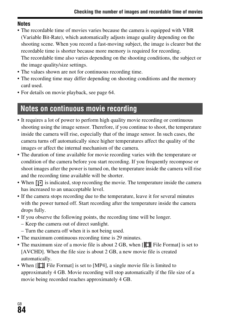 Sony Battery and Travel DC Charger Kit with NP-BX1 Battery User Manual | Page 84 / 92