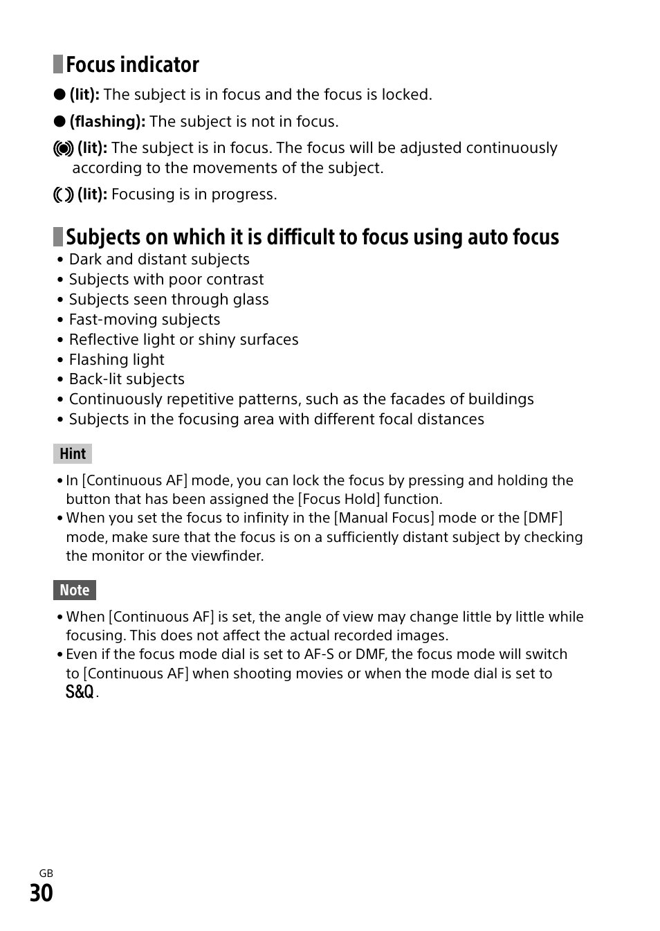 Focus indicator | Sony ECM-674 Shotgun Microphone User Manual | Page 30 / 96