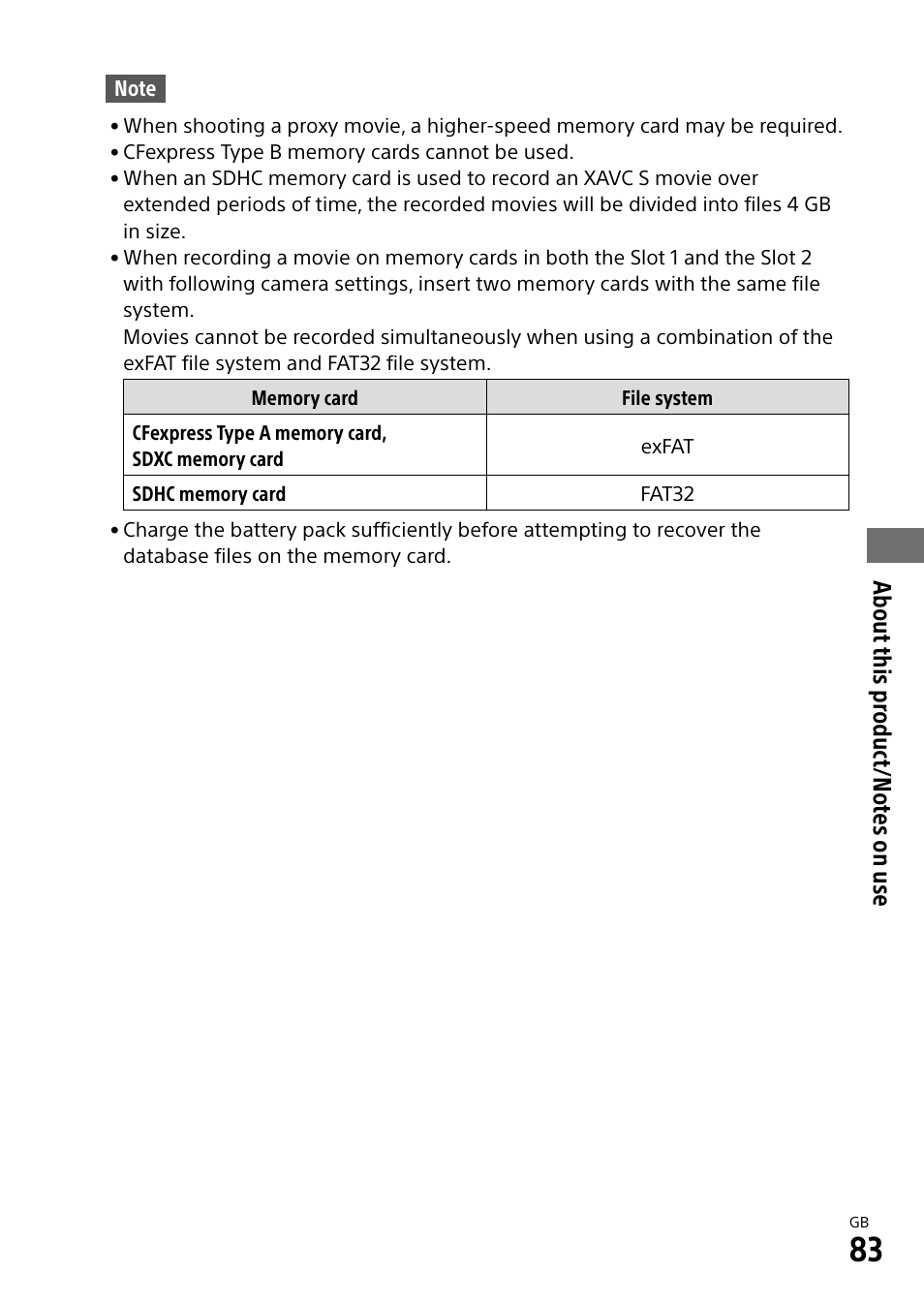 About this pr oduct/no tes on use | Sony ECM-674 Shotgun Microphone User Manual | Page 83 / 96