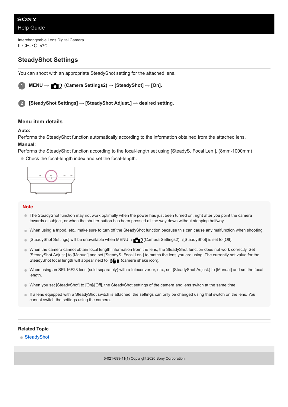 Steadyshot settings, Help guide | Sony UWP-D27 2-Person Camera-Mount Wireless Omni Lavalier Microphone System (UC90: 941 to 960 MHz) User Manual | Page 213 / 661