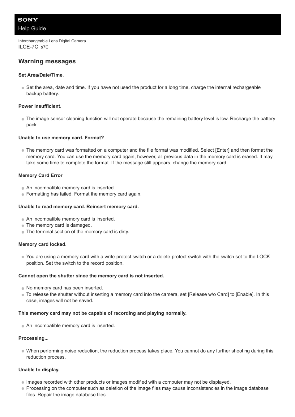 Warning messages | Sony UWP-D27 2-Person Camera-Mount Wireless Omni Lavalier Microphone System (UC90: 941 to 960 MHz) User Manual | Page 658 / 661