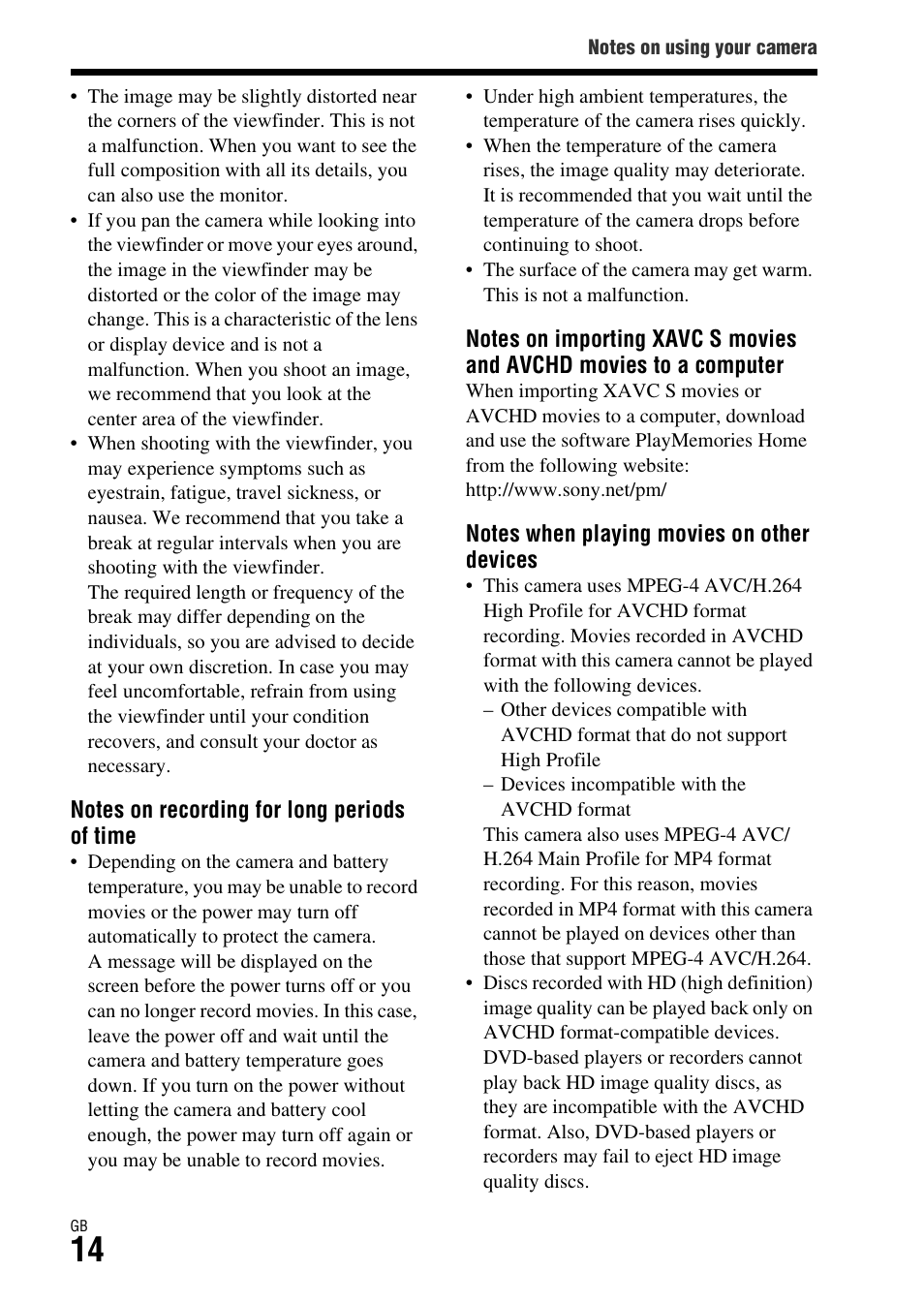 Sony Battery Charger/AC Adapter for BP-U Batteries User Manual | Page 14 / 100
