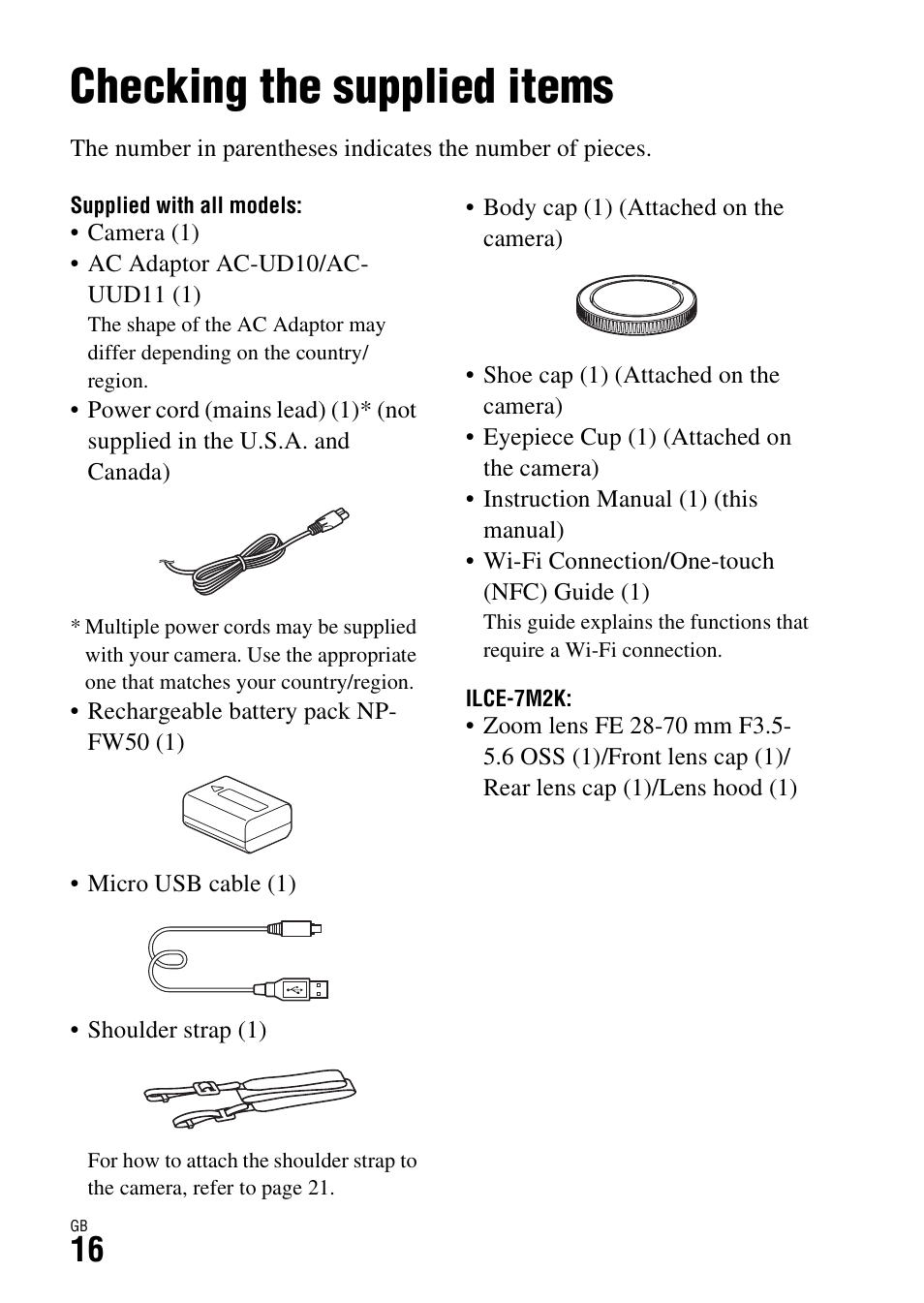 Checking the supplied items, Before use | Sony Battery Charger/AC Adapter for BP-U Batteries User Manual | Page 16 / 100