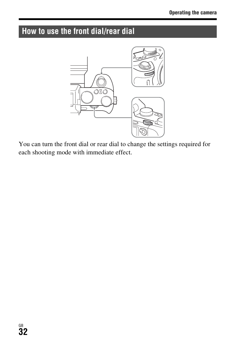 How to use the front dial/rear dial | Sony Battery Charger/AC Adapter for BP-U Batteries User Manual | Page 32 / 100