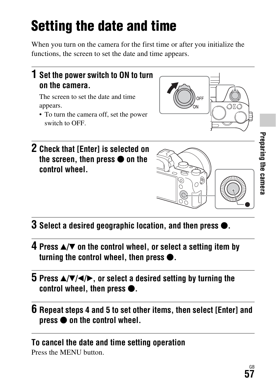 Setting the date and time | Sony Battery Charger/AC Adapter for BP-U Batteries User Manual | Page 57 / 100