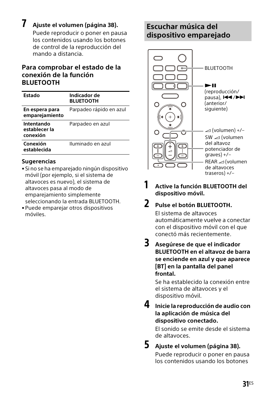 Escuchar música del dispositivo emparejado | Sony UBP-X700M HDR 4K UHD Network Blu-ray Disc Player User Manual | Page 179 / 226