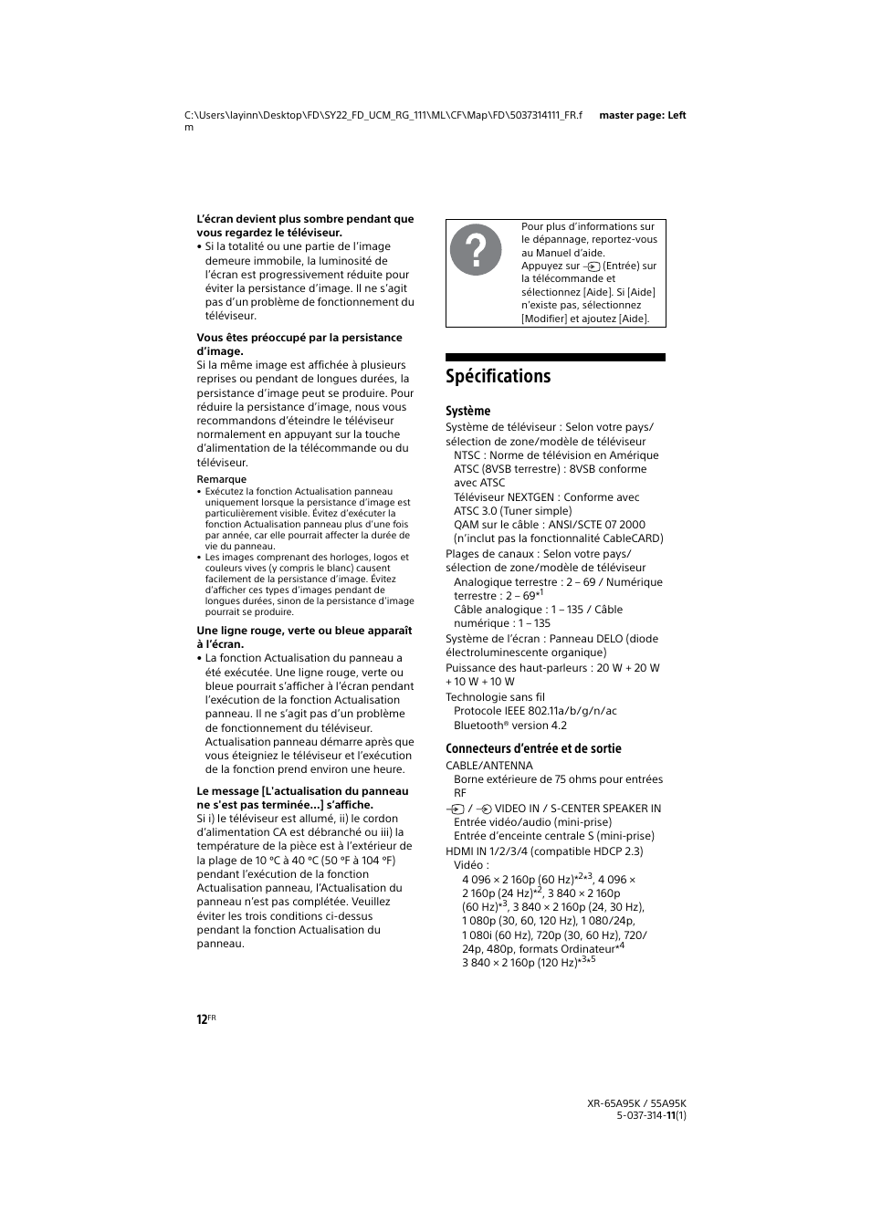 Spécifications, Système, Connecteurs d’entrée et de sortie | Sony Xperia PRO 5G Smartphone User Manual | Page 26 / 48