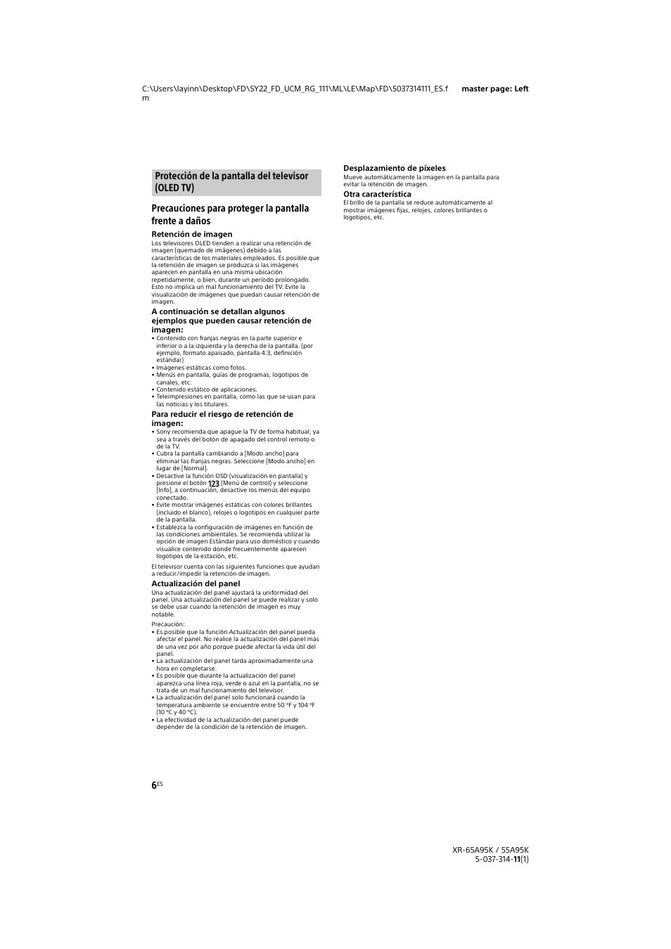 Protección de la pantalla del televisor (oled tv) | Sony Xperia PRO 5G Smartphone User Manual | Page 34 / 48