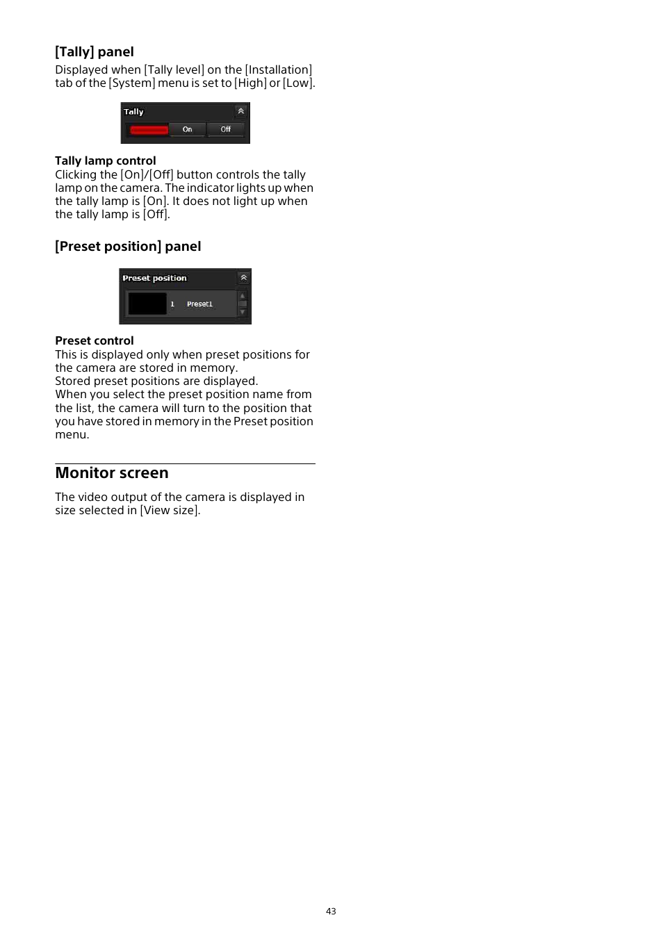 Monitor screen | Sony HDVF-EL30 0.7" FHD OLED Viewfinder with 3.5" Display for 4K/HD Cameras User Manual | Page 43 / 73