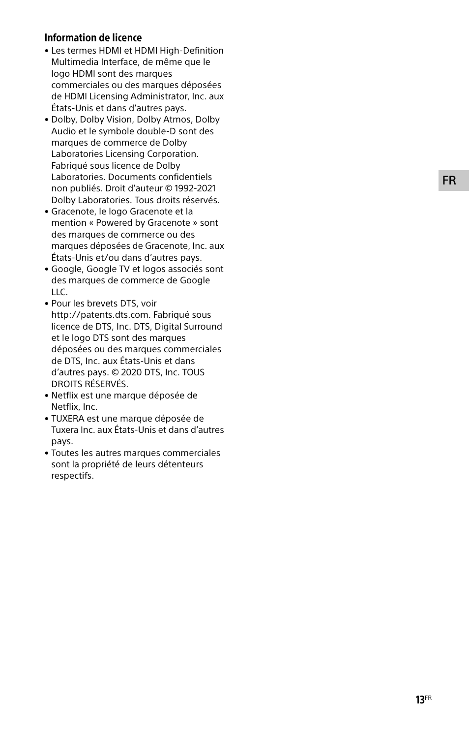 Information de licence | Sony BZ30L Series 65" UHD 4K HDR Commercial Monitor User Manual | Page 25 / 40