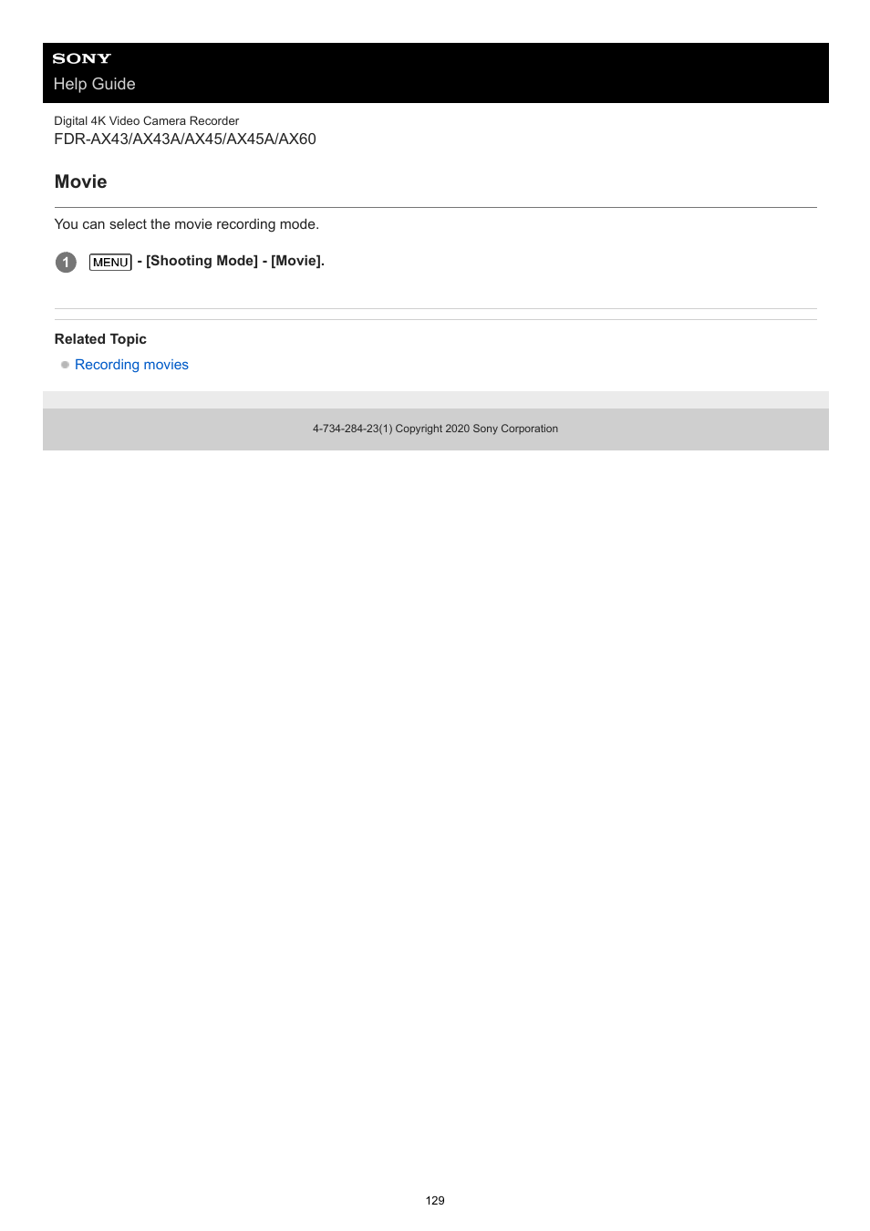 Movie | Sony BRAVIA BZ40J 100" Class 4K UHD HDR Commercial Monitor User Manual | Page 129 / 353
