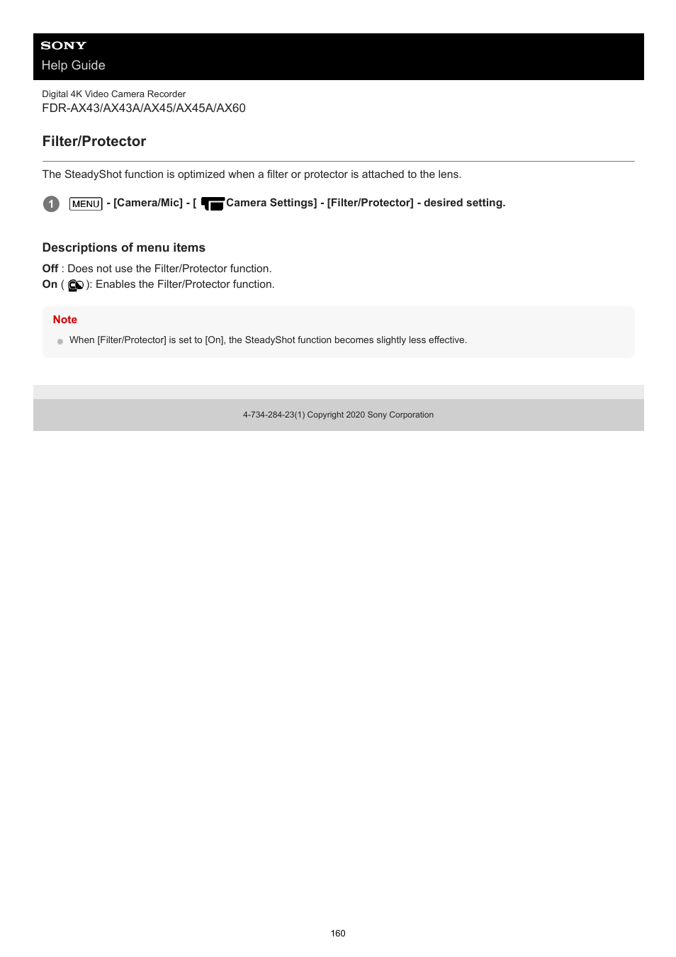 Filter/protector | Sony BRAVIA BZ40J 100" Class 4K UHD HDR Commercial Monitor User Manual | Page 160 / 353