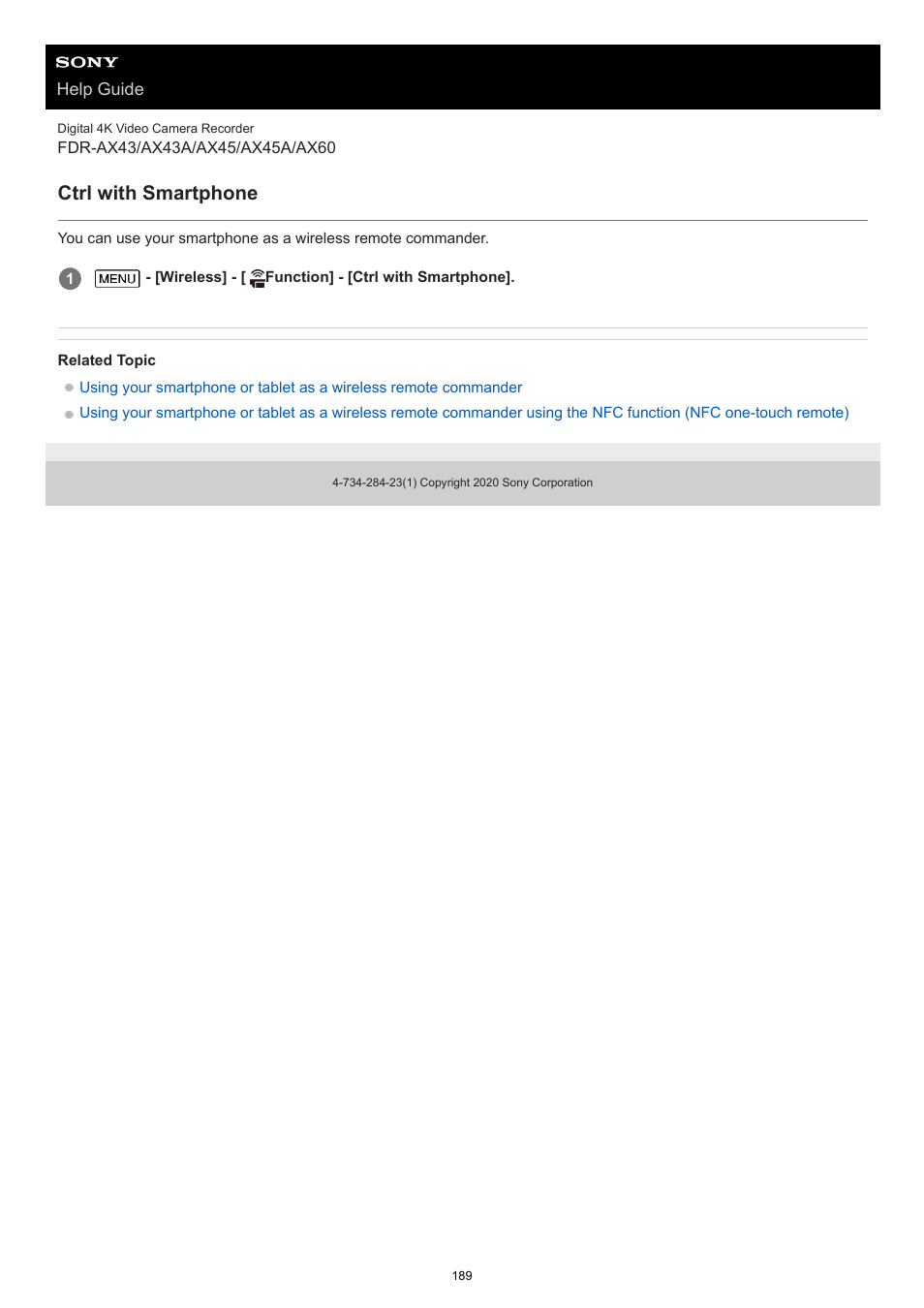 Ctrl with smartphone | Sony BRAVIA BZ40J 100" Class 4K UHD HDR Commercial Monitor User Manual | Page 189 / 353