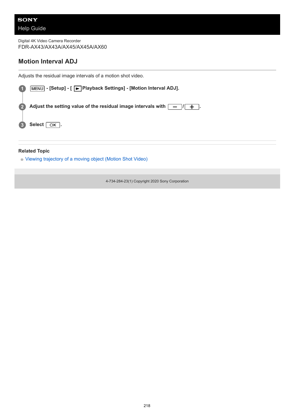 Motion interval adj | Sony BRAVIA BZ40J 100" Class 4K UHD HDR Commercial Monitor User Manual | Page 218 / 353