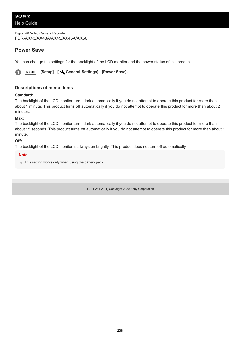 Power save | Sony BRAVIA BZ40J 100" Class 4K UHD HDR Commercial Monitor User Manual | Page 238 / 353