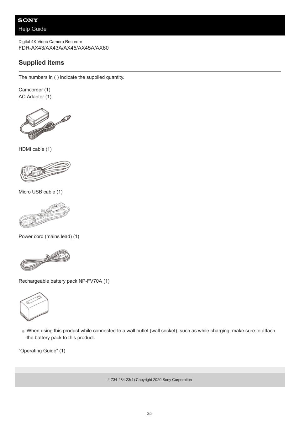 Supplied items | Sony BRAVIA BZ40J 100" Class 4K UHD HDR Commercial Monitor User Manual | Page 25 / 353