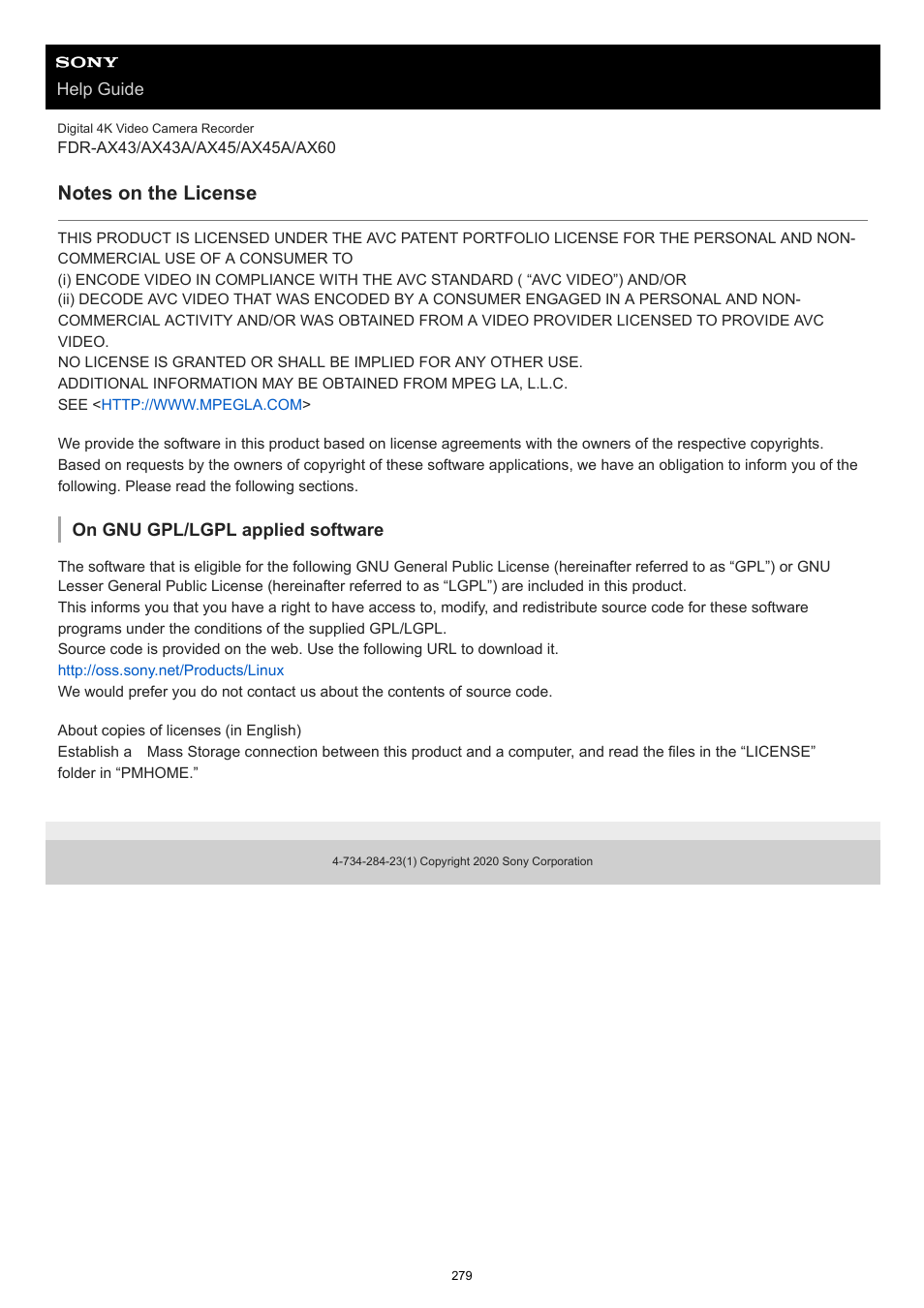 Notes on the license | Sony BRAVIA BZ40J 100" Class 4K UHD HDR Commercial Monitor User Manual | Page 279 / 353