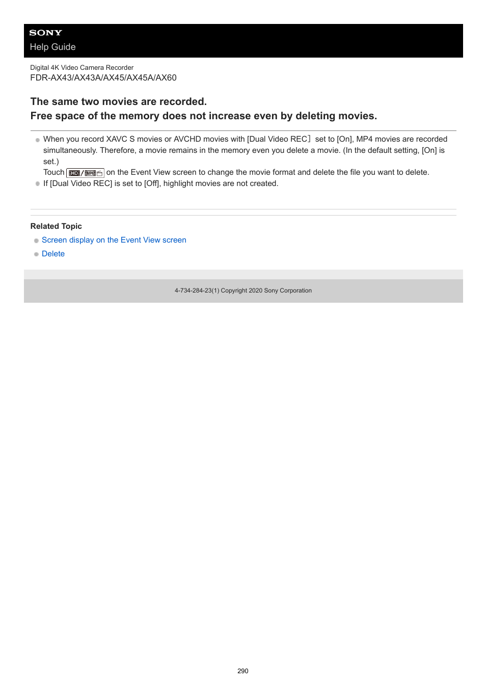 Sony BRAVIA BZ40J 100" Class 4K UHD HDR Commercial Monitor User Manual | Page 290 / 353
