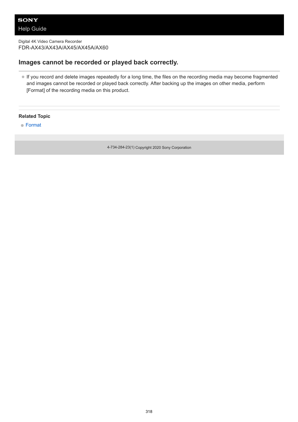 Images cannot be recorded or played back correctly | Sony BRAVIA BZ40J 100" Class 4K UHD HDR Commercial Monitor User Manual | Page 318 / 353