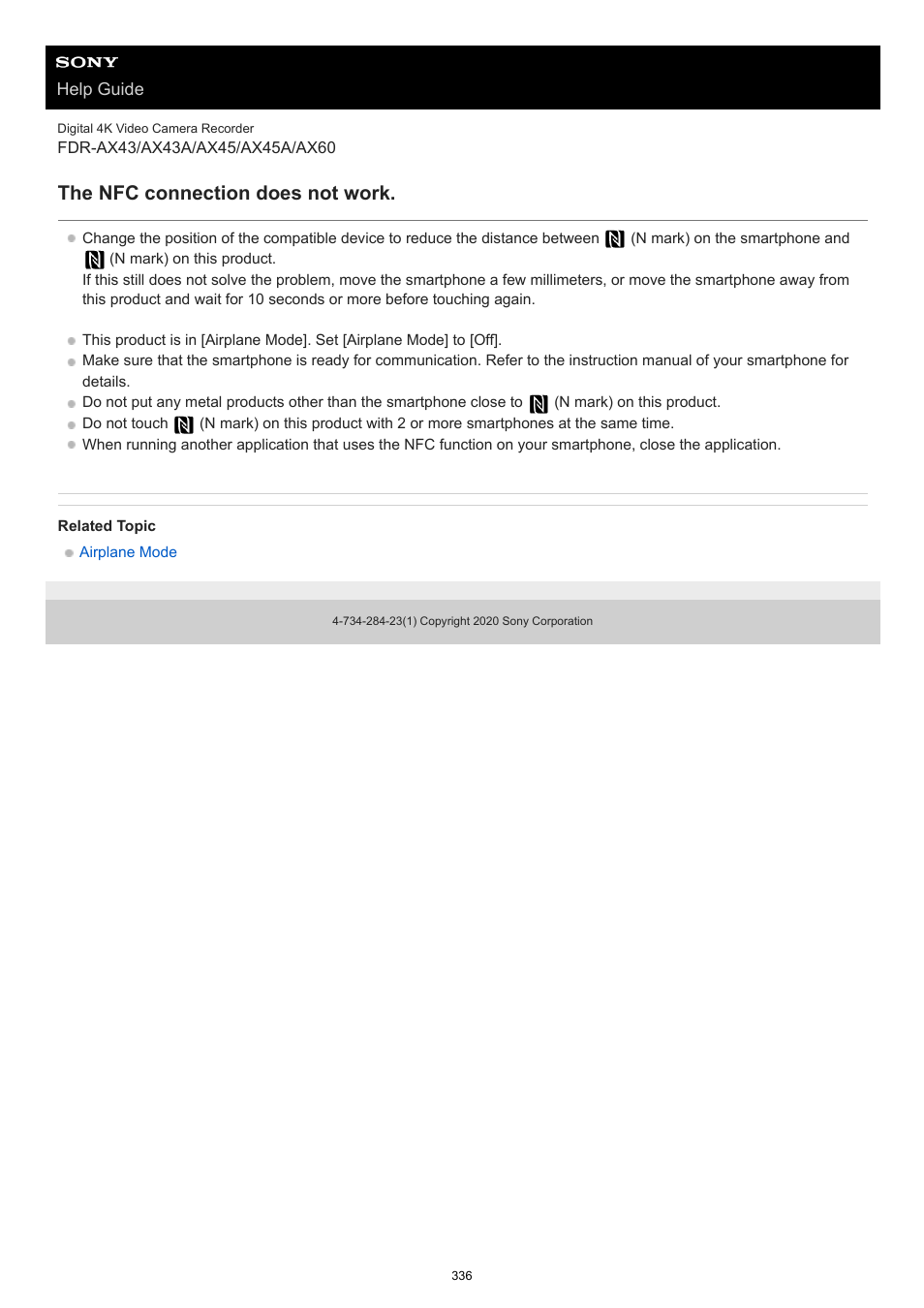 The nfc connection does not work | Sony BRAVIA BZ40J 100" Class 4K UHD HDR Commercial Monitor User Manual | Page 336 / 353