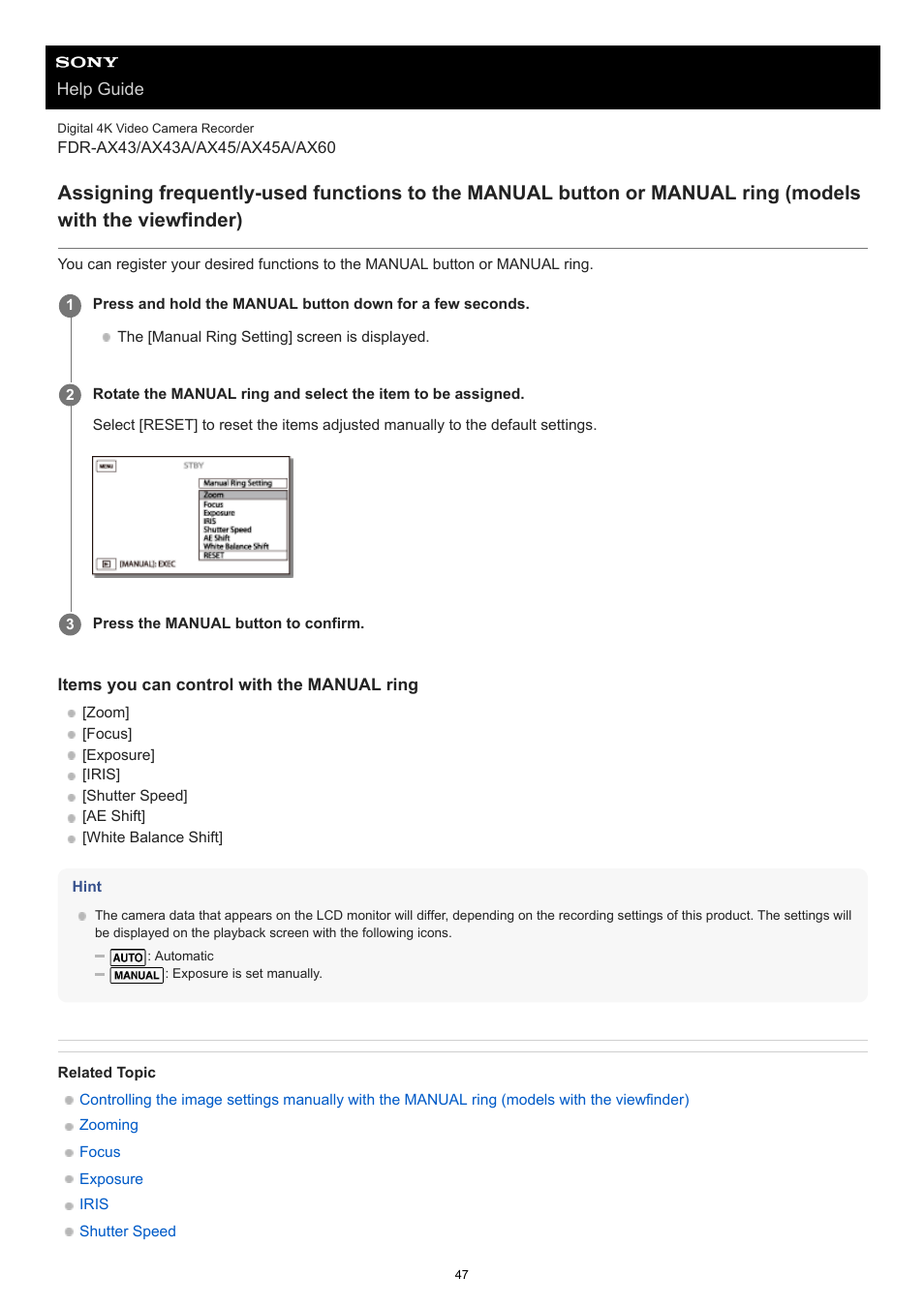 Sony BRAVIA BZ40J 100" Class 4K UHD HDR Commercial Monitor User Manual | Page 47 / 353