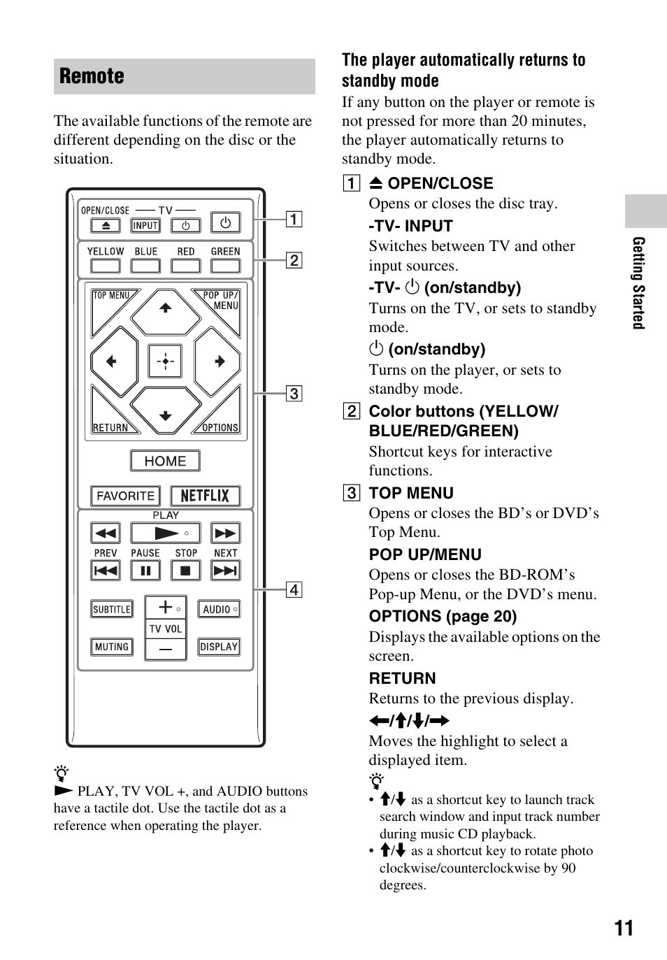 Remote | Sony LCS-U21 Soft Carrying Case (Black) User Manual | Page 11 / 40