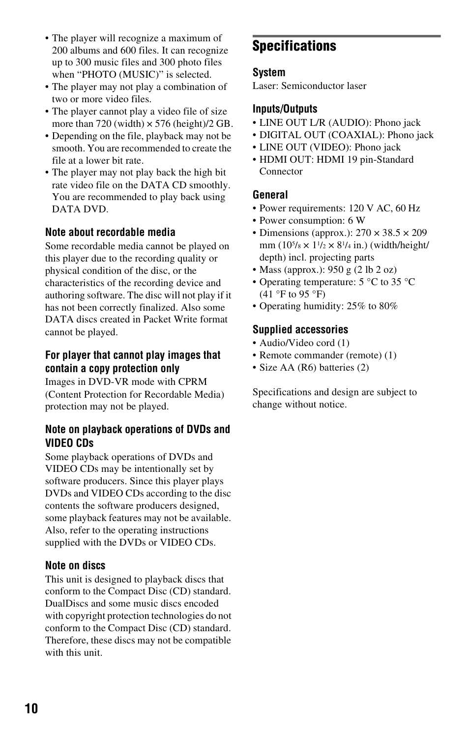 Specifications | Sony a1 Mirrorless Camera with 16-35mm f/2.8 Lens and Vertical Grip Kit User Manual | Page 10 / 12