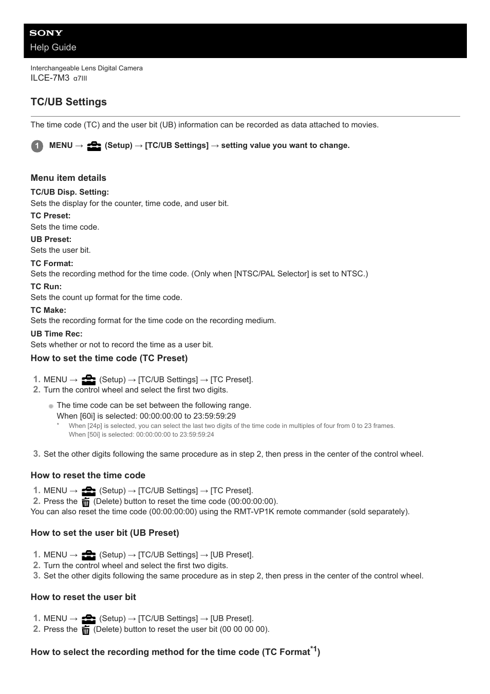 Tc/ub settings | Sony a7C Mirrorless Camera (Black) User Manual | Page 239 / 642