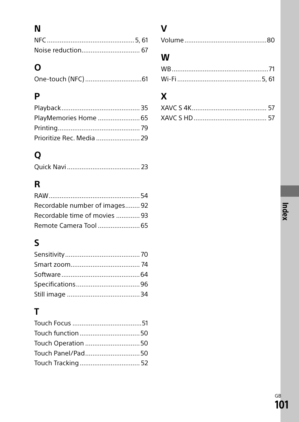 Sony a7R IIIA Mirrorless Camera User Manual | Page 101 / 104