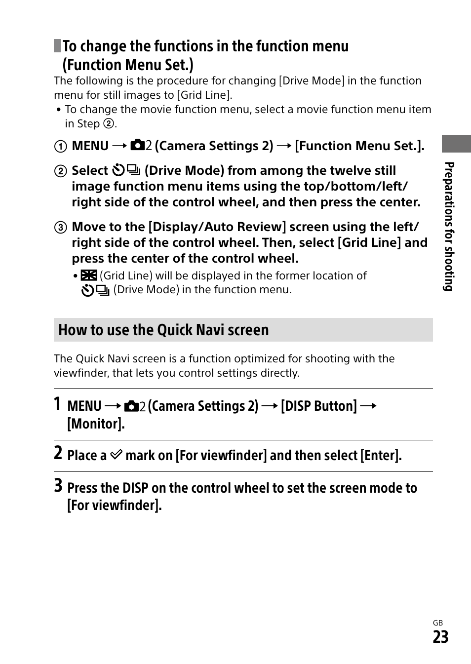 How to use the quick navi screen | Sony a7R IIIA Mirrorless Camera User Manual | Page 23 / 104