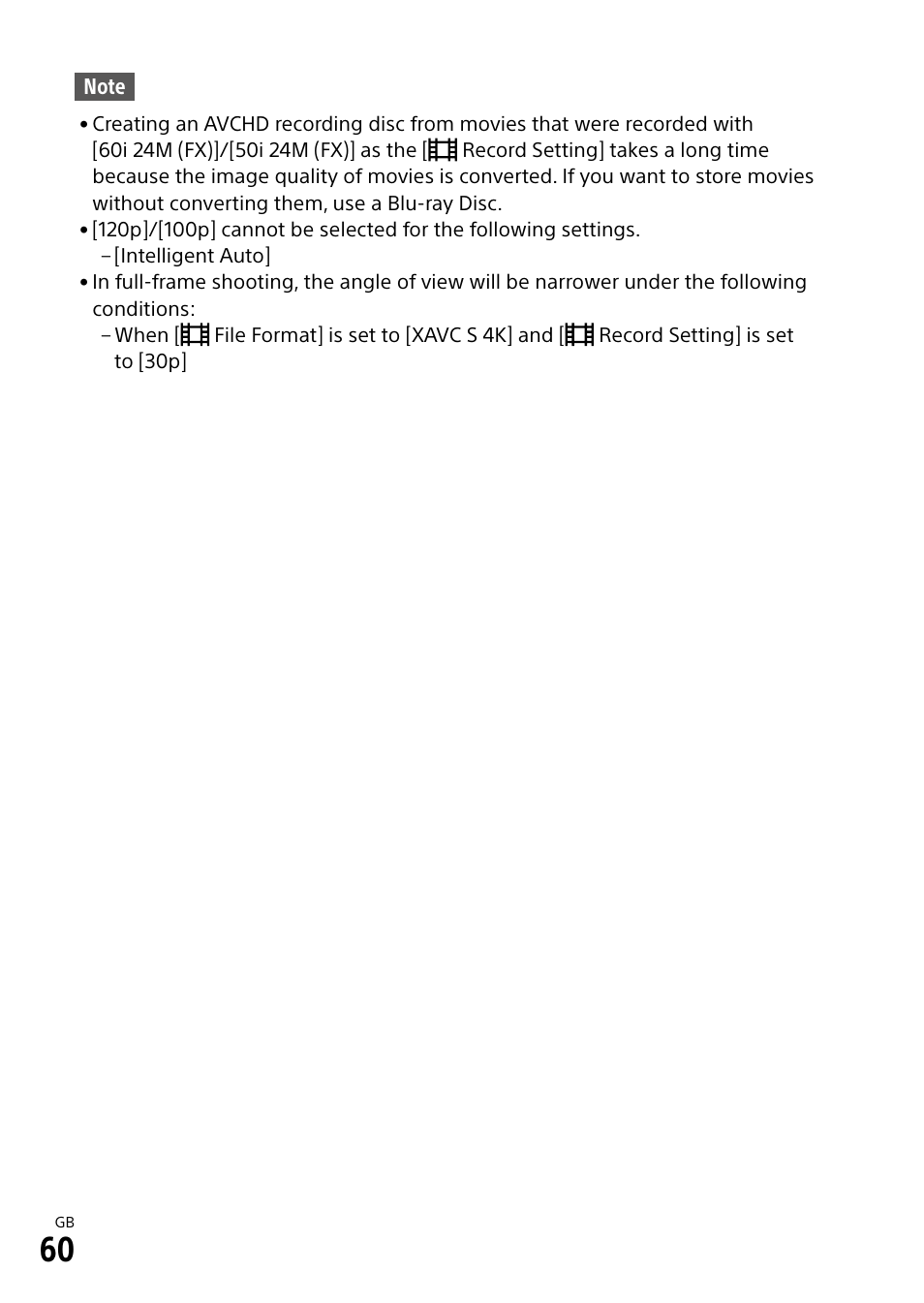 Sony a7R IIIA Mirrorless Camera User Manual | Page 60 / 104