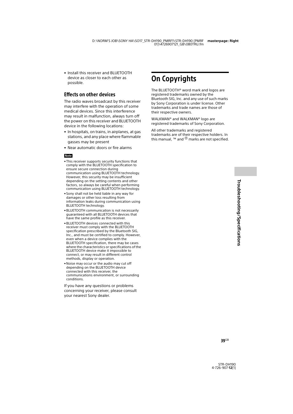 On copyrights, Effects on other devices | Sony a7 II Mirrorless Camera with 28-70mm Lens User Manual | Page 39 / 44