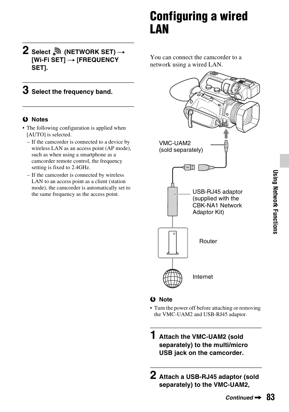 Configuring a wired lan | Sony a6400 Mirrorless Camera User Manual | Page 83 / 176