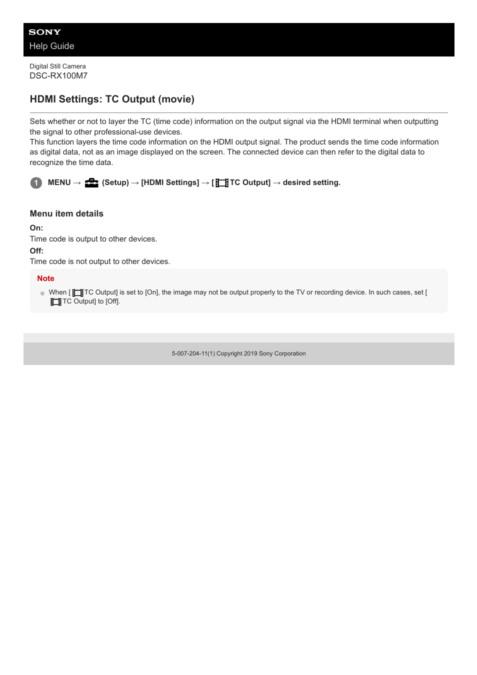 Hdmi settings: tc output (movie) | Sony VENICE 4K Live Bundle with MultiDyne SilverBack Fiber-Optic Adapter User Manual | Page 320 / 634